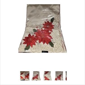 Lenox Poinsetta Cutout Fabric Tablecloth 60"x 104" Oblong NEW